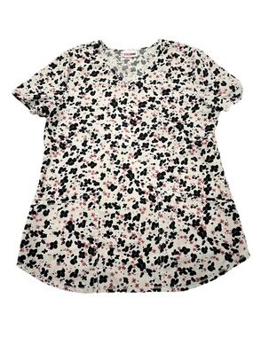 Women’s Size Small Scrub Top ScrubStar Cheetah Bloom Print Short Sleeve Pockets